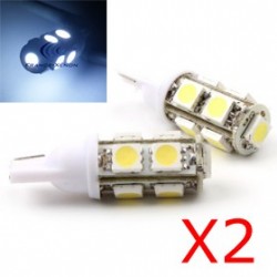 2 x 9 WEISSE LED-LAMPEN – SMD-LED – 9 LEDs – T10 W5W 12 V
