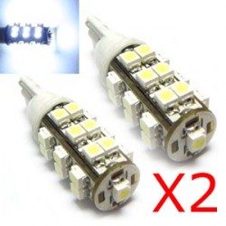 2 x Ampoules 25 LEDS BLANCHES - LED SMD - T10 W5W 12V Veilleuse LED