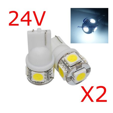 2x5 SMD LED HID xenon blanc ampoules éclairage latéral toit lumière Wedge T10 501 W5W