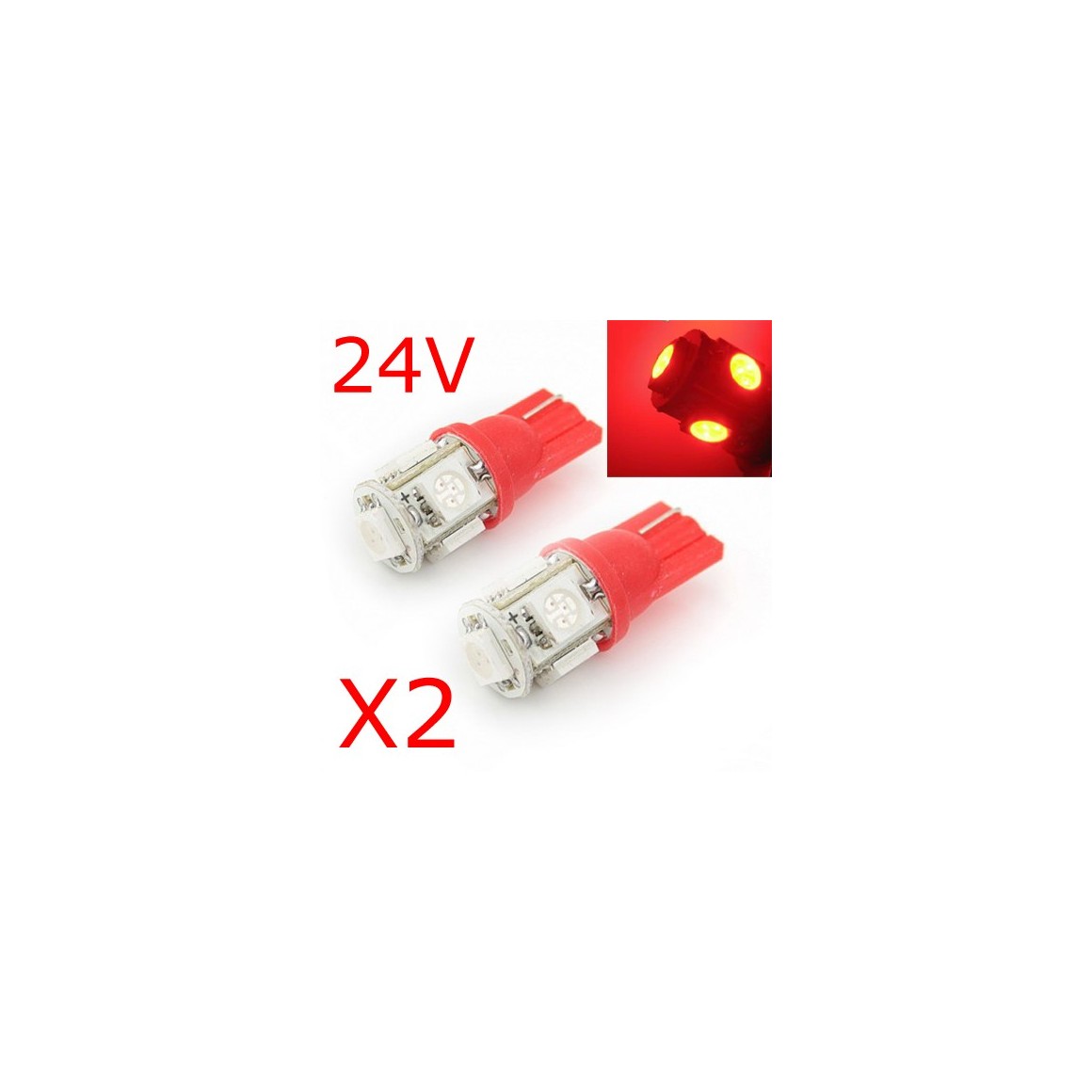 reform launch Secrete 2 x bulbs W5W T10 24V - 5 LED SMD Red