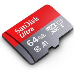 Carte Mémoire microSDXC SanDisk Ultra 64GB 100MB/S, Classe 10, U1, homologuée A1