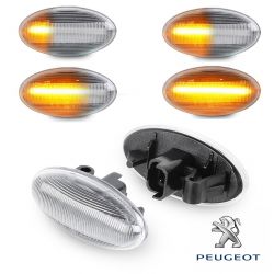 Blinkende Repeater OVAL Klare LED DYNAMIC SCROLLING Peugeot 1007 107 206 207 307 407 607 Partner Experte