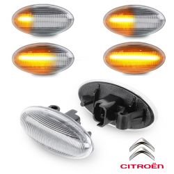 Blinkende Repeater OVAL Klare LED DYNAMIC SCROLLING Citroën C1 C2 C3 C5 C6 Xsara Berlingo Jumpy