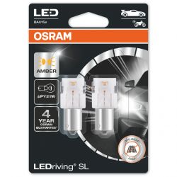 2x Ampoules LEDriving SL PY21W ORANGE LED 7507DYP-02B OSRAM BAU15S