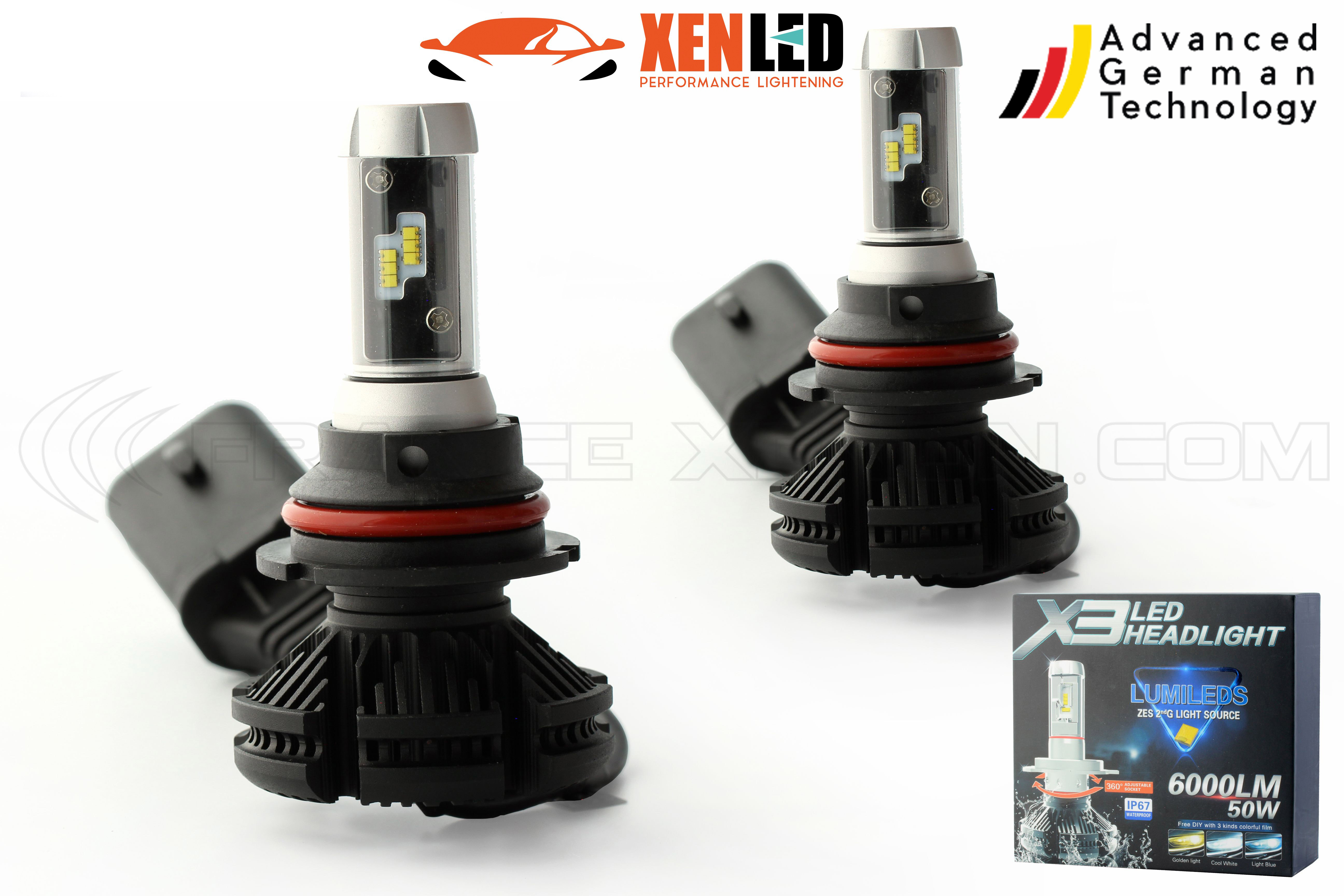 2 x bulbs hb5 9007 dual-LED xt3 - 6000lm - 12v / - France-Xenon