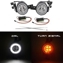 LED Flasher + LED Daytime Running Lights Halo Mini R50 R51 R52 R53 2000 to 2008 - Right + Left CANBUS