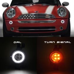 LED Flasher + LED Daytime Running Lights Halo Mini R50 R51 R52 R53 2000 to 2008 - Right + Left CANBUS