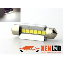 1 x AMPOULE C5W SV8.5 36mm 6 LED Blanches Super Canbus 238Lms XENLED - PALLADIUM