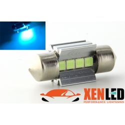 1 x AMPOULE C3W T10,5x30 31mm 4 LED BLEU GLACIAL Super Canbus 148Lms XENLED - PALLADIUM