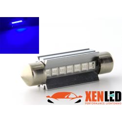1 x LAMPADINA C10W T10.5x43 42mm 8 LED BLU Super Canbus 80Lms XENLED - PALLADIO