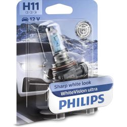 1x Lampe H11 WhiteVision ultra Philips 55w pour éclairage avant 12362WVUB1