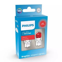 2x W21/5W LED Ultinon Pro6000 Rood - Philips - 11066RU60X2 - T20 7443