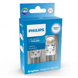 2x P21/5W LED Ultinon Pro6000 WHITE - Philips - 11499CU60X2 - BAY15D 1157