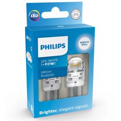 2X P21W LED ULTINON PRO6000 BIAŁA - PHILIPS - 11498CU60X2 - BA15S 1156