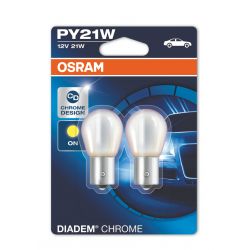 2x PY21W Diadem Chrom OSRAM 12V 21W - BAU15S - Blinker - 7507DC-02B