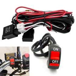Schalter für zusätzliche LED-Scheinwerfer + Stromkabelbaum und Motorradrelais - 2 Wege