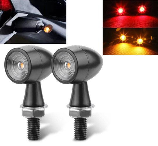 Blinker + Stop LED Bullet Harley Style - Schwarze Version - ECE-geprüft