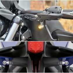 Pack de 2 Clignotants + Stop LED Bullet Style Harley - Version Chrome - ECE Homologué