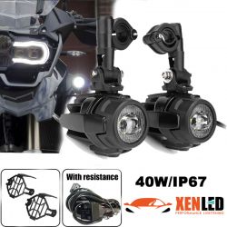 2x Fari LED a lungo raggio + Fendinebbia - Performance+ - 40W - MOTO - QUAD - COMBO LIGHT - Alluminio - BW001
