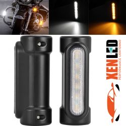 2 Blinker + Tagfahrlicht LED auf Sturzbügel 1,25" - 2160LM - Schwarze Version - ECE - HV125 - XENLED