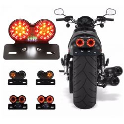Baglygter Stop/natlys + Blinklys + LED-plade - Universal + Support - Røget version - ECE