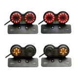 Feux arrière Stop/Veilleuses + Clignotants + Plaque LED - Universel + Support - Version Fumée - ECE
