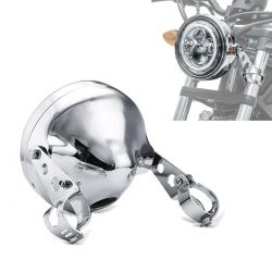 7" optisk hus - Aluminium - Rund forlygte - Krom - Med Motorcykel Forlygte monteringer