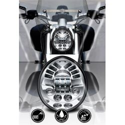 Faro anteriore ADATTIVO Full LED Harley Davidson V-ROD dal 2002 - CROMATO - 60W - 3450Lms