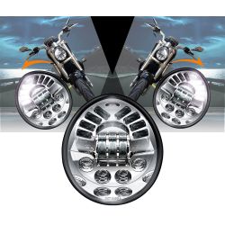 ADAPTIVE Voll-LED-Scheinwerfer Harley Davidson V-ROD ab 2002 - CHROM - 60 W - 3450 Lms