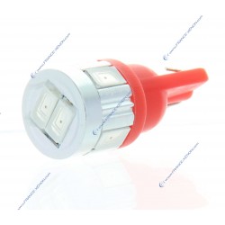 Lampadina 6 LED SG - W5W - Rossa - T10 - Lampada di segnalazione LED 12V