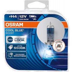 2X OSRAM H4 100/90W COOL BLUE BOOST, LAMPE DE PHARE HALOGÈNE, 62193CBB-HCB, 12V, P43t BOÎTE DUO
