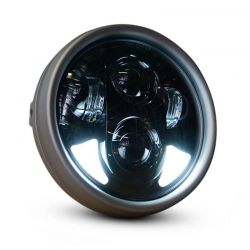 Óptica Moto Full LED - R002B - 5.75" 40W 1750Lms 5500K - Redonda Negra - XENLED - Bi-LED