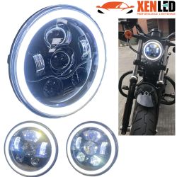 Phare Full LED Moto 1681B - 6 Lentilles - Rond 7" 40W 4300Lms 5500K - Noir - XENLED Phare moto