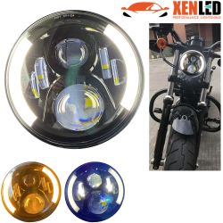 Phare Full LED Moto 6081B - Rond 7" 40W 4500Lms 5500K - Noir - XENLED Phare moto