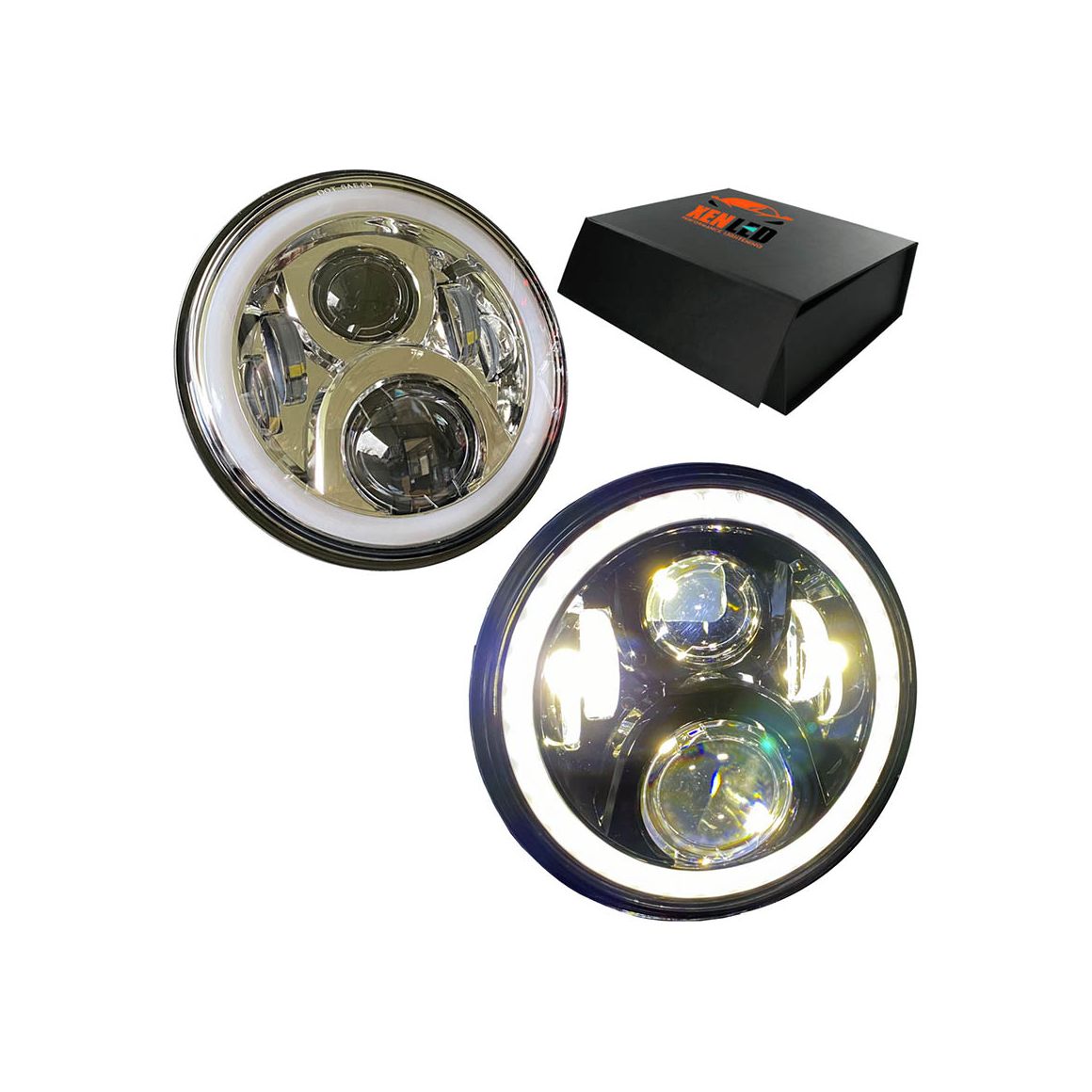 Optique LED Rond KAWASAKI VN 900 B - Homologué 7 pouces 40W 4500Lms