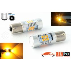 2x Ampoules 21 LED XENLED - PY21W - JAUNE BAU15S - CLIGNOTANT