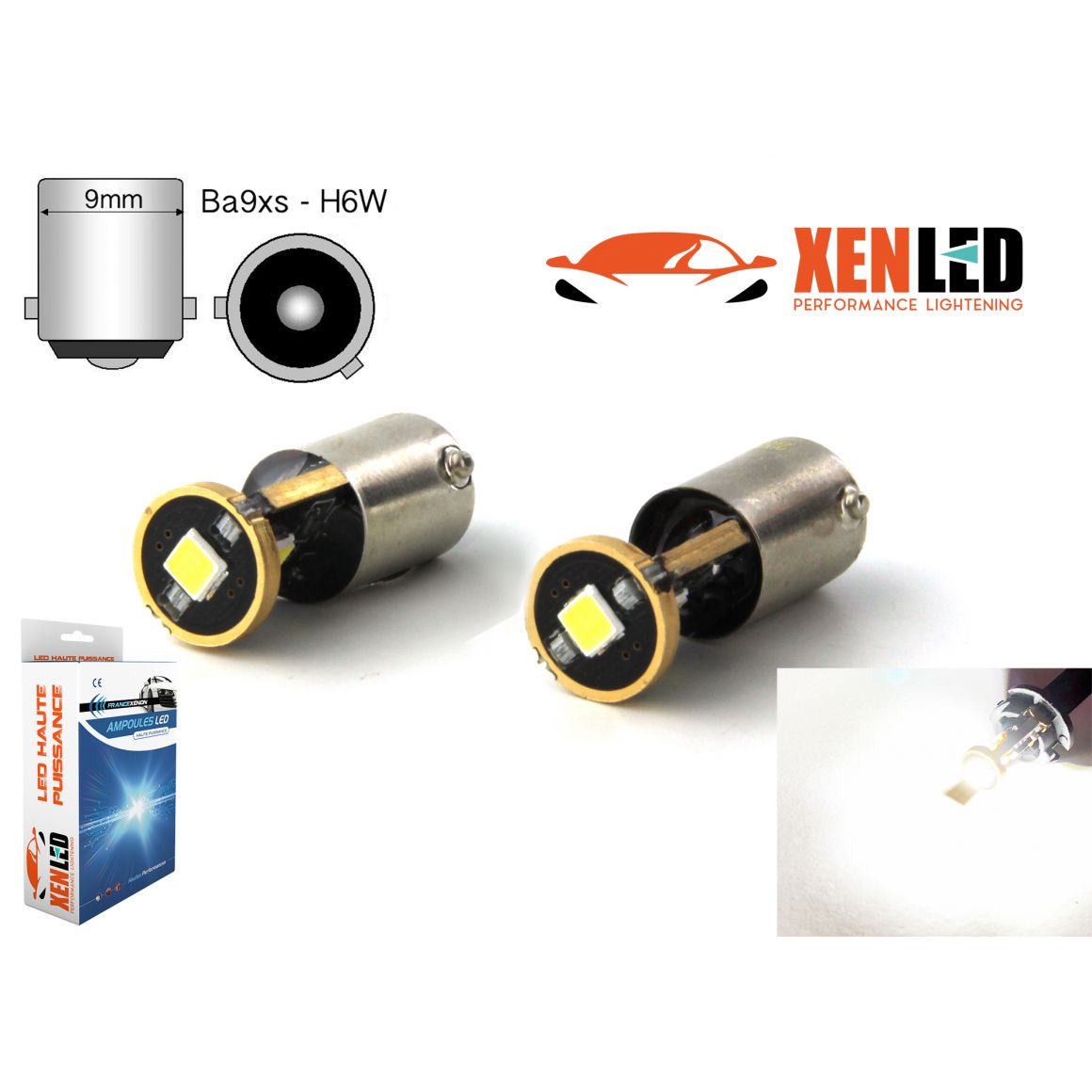 bicycle Sleeping tent 2 x BULBS H6W 3-LED Super Canbus 400Lms XENLED - GOLD - BAX9S - France-Xenon
