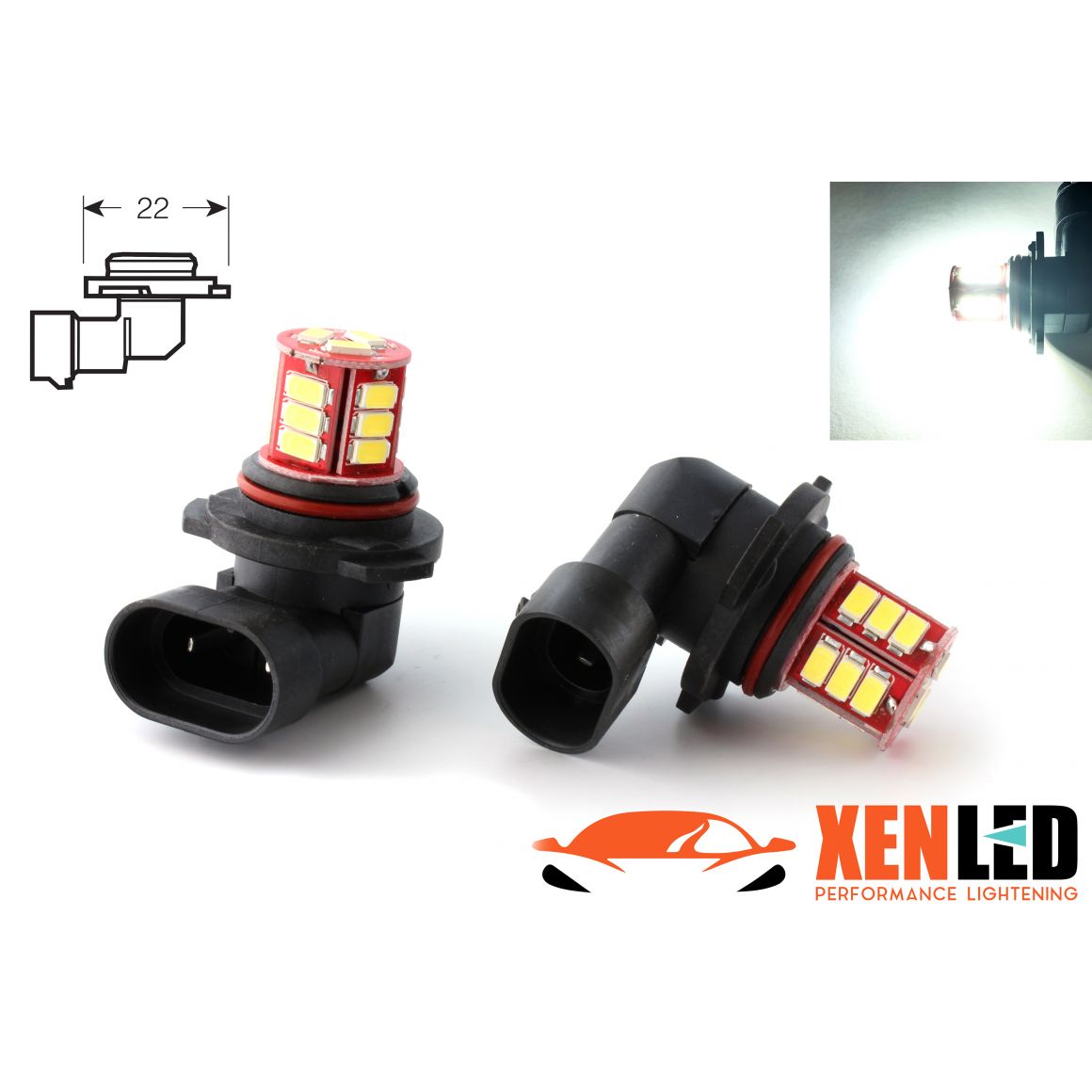 2 x Ampoules HB4 9006 18-LED SSMG 5730