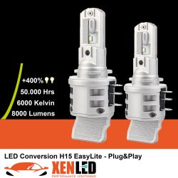 2 bombillas LED H15 EasyLite 8000Lms CANBUS 20W/8W