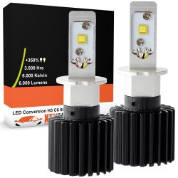 x H3 geventileerde LED-lampen C6 60W - 6000Lm - 6000K - 12/24 Vdc
