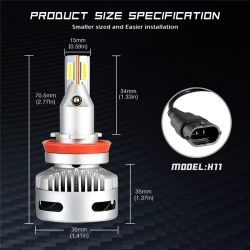 Kit 2 Ampoules LED H8 H9 H11 N26 45W 11600Lms LED Pro - Design Lenticulaire