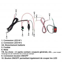 Feux LED longue portée + Antibrouillard 1198 1198 (H7 moto04/705) - DUCATI- Adaptable - 40W - Aluminium - BW001