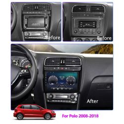 CAR PLAYER ANDROID10.0 - 9" GPS VOLKSWAGEN POLO 2008 to 2020 - BLACK + CHROME