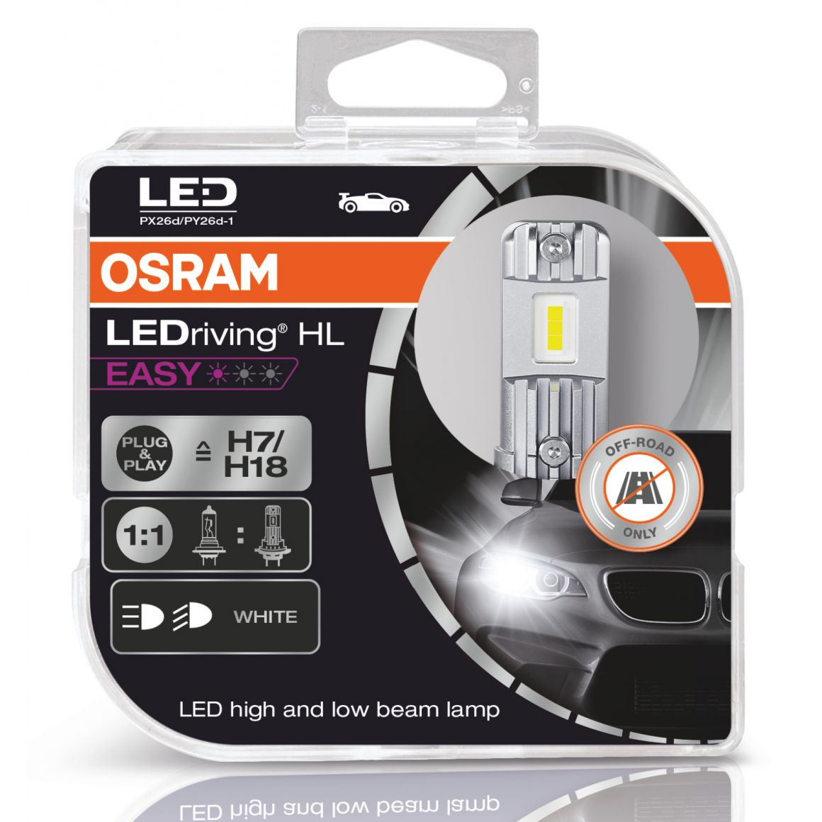 2 bombillas LED H7 y H18 OSRAM LEDriving EASY - 12V 16W - PX26d PY26d-1 - France-Xenon