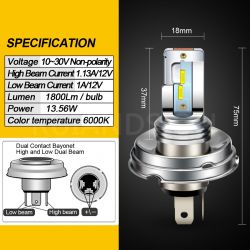2 Ampoules Bi-LED R2 P45t Easy2 - 9-32Vdc - 5000K - 2500lms - XENLED - 100W d'éclairage