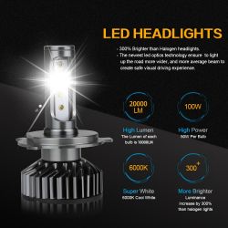 Kit lampadine h4 bi-LED FF2 ​​rotti - 5000 / 6000lms - 6000 ° K - dimensione