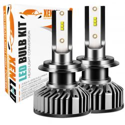 Kit AMPOULES H7 LED Ventilées FF2 - 5000Lms - 6000°K - Taille Mini Lampe de voiture LED