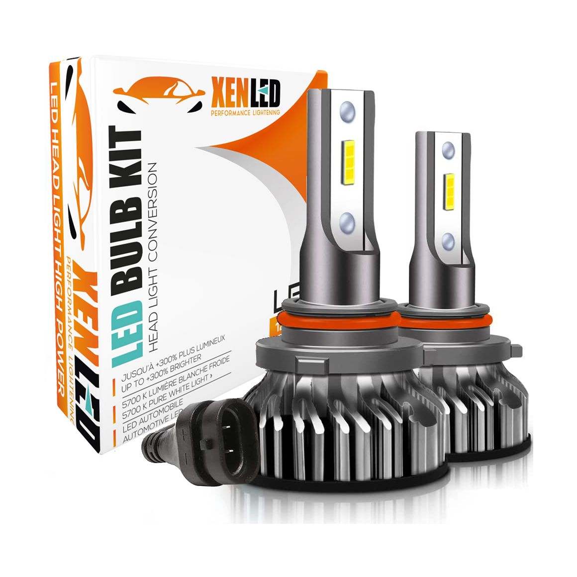 Kit 2 AMPOULES HB3 9005 LED Ventilées FF2 - 5000Lms - 6000°K - Taille Mini