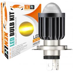 Ampoule Bi-LED H4 Jaune 4D-LENS ALTERNÉE - 9-32Vdc - 2500K - 4000lms - XENLED