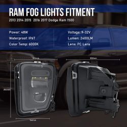 Dodge RAM LED-Nebelscheinwerfer - 2013 - 2018 - homologiert - XenLed - 48W - getönt
